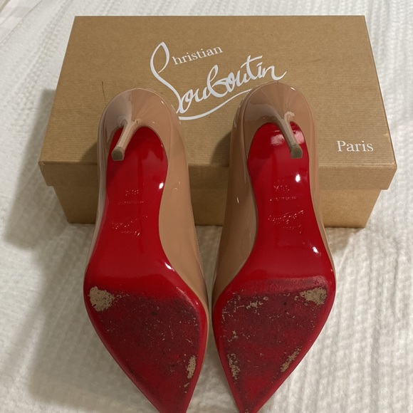 Authentic Christian Louboutin nude 38.5 red bottoms heels - Picture 6 of 9